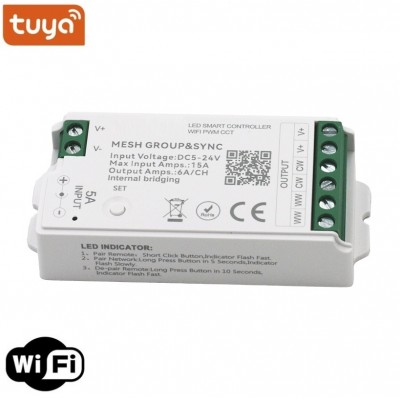 Smart WiFi Tuya Dimmer Μηχανισμός για Ταινία LED CCT 15A 12-24V DC 30-3619 Smart WiFi Tuya Dimmer Μηχανισμός για Ταινία LED CCT 15A 12-24V DC 30-3619